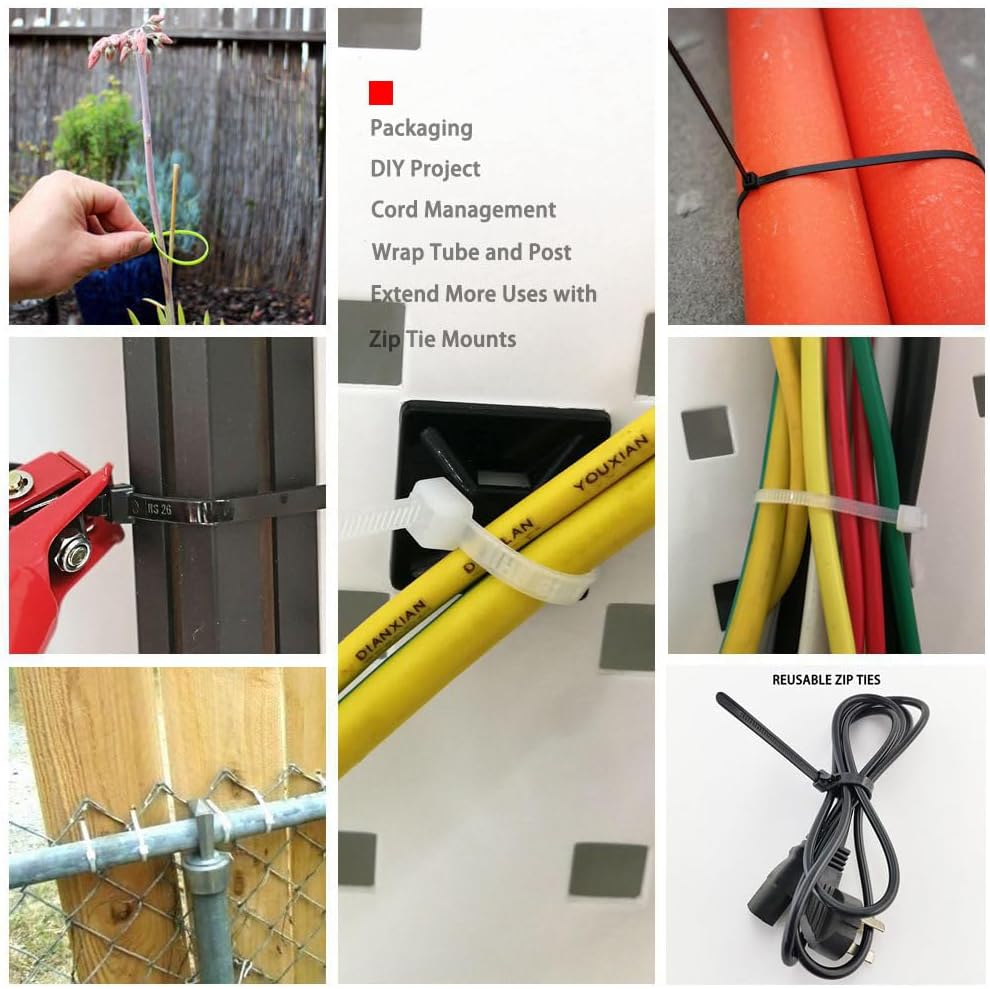 HS Clear Zip Ties 6 Inch Small (Bulk 1000 Pack) 18 LBS Self Locking Zip Ties White Nylon Ties Thin,Strong and Durable