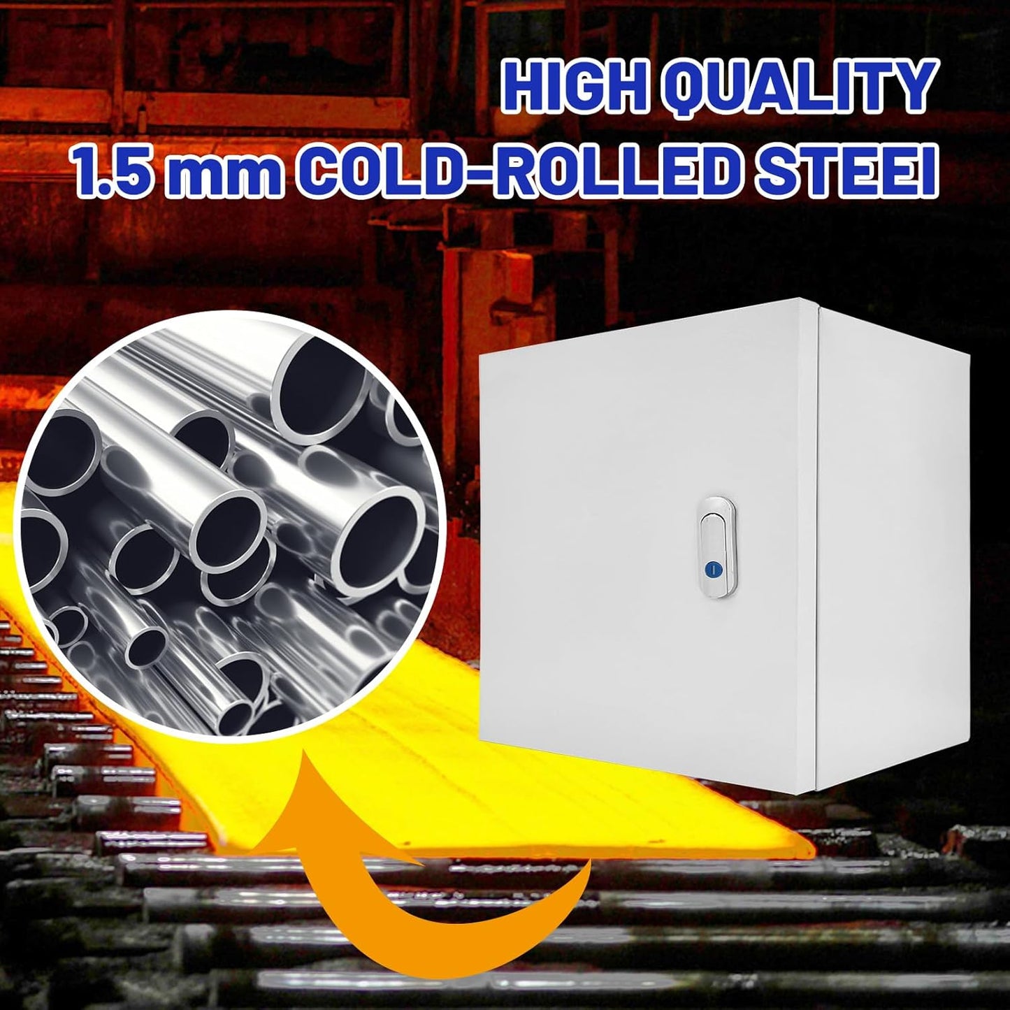 Outdoor Electrical Box 24 x 24 x 12''D NEMA 4X Enclosure Steel Box, Waterproof & Dustproof Outdoor/Indoor Lockable Electrical Junction Box, with Mounting Plate