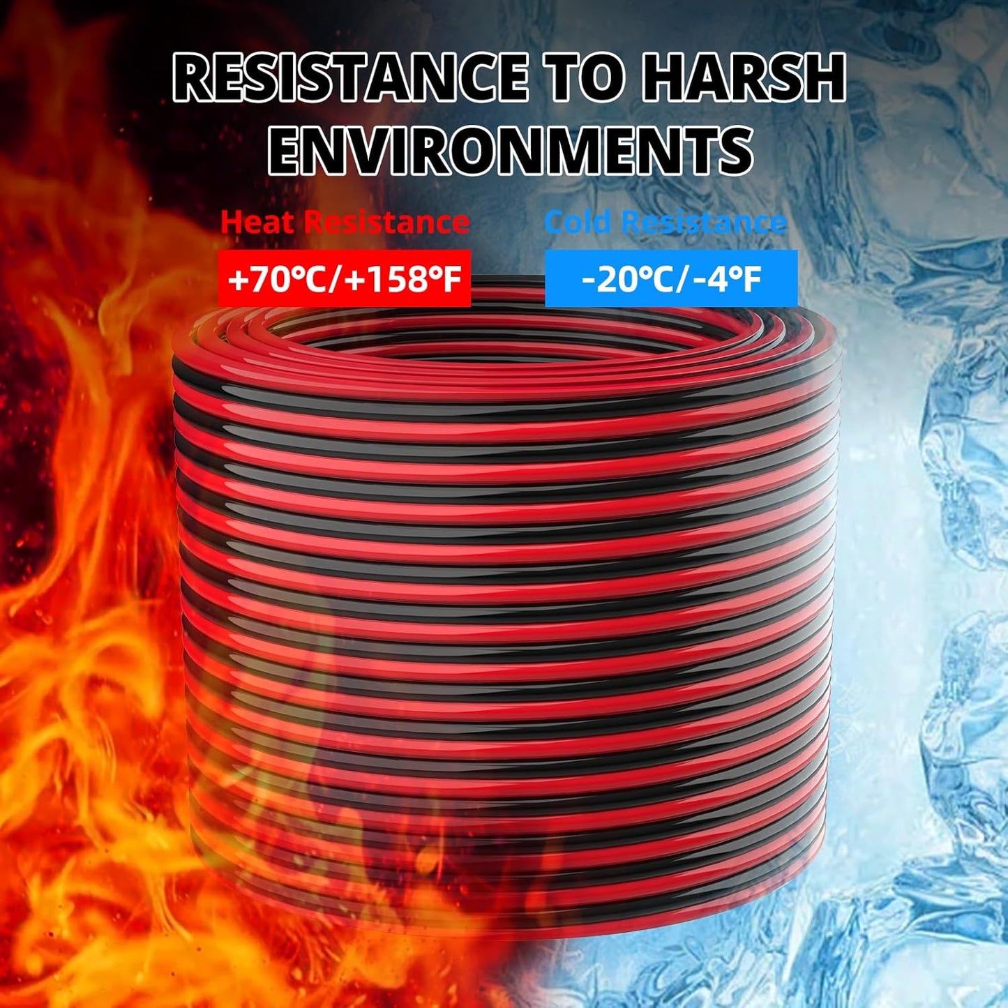 NAOEVO 14 Gauge Wire 50FT, 2 Conductors Electrical Wire Red Black Cable, Flexible/Low Voltage/PVC 14 AWG Copper Clad Aluminum Extension Cord for Speaker, LED Strips, Automotive 12V/24V DC