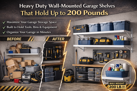 Heavy Duty Wall-Mounted Garage Shelves That Hold Up to 200 Pounds