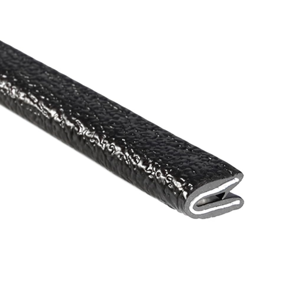 TRIM-LOK Edge Trim - Fits 3/32" Edge, 3/8” Leg Length, 25’ Length - Single Gripping Finger - Black, Pebble Texture - Flexible PVC Edge Protector