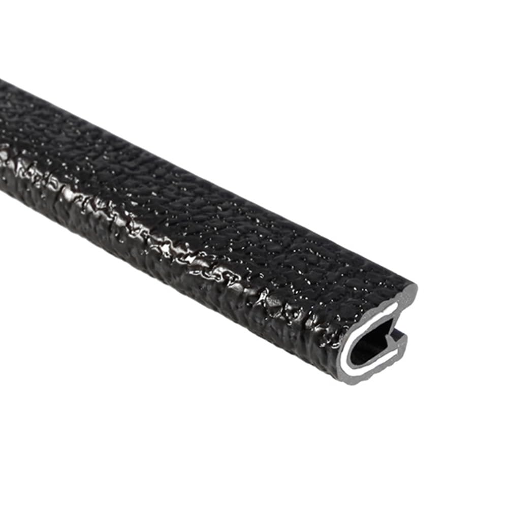 TRIM-LOK Edge Trim - Fits 1/8" Edge, 7/16” Leg Length, 100’ Length - Dual Gripping Fingers - Black, Pebble Texture - Flexible PVC Edge Protector