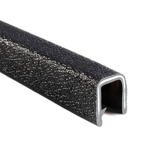 TRIM-LOK Edge Trim - Fits 3/8" Edge, 5/8” Leg Length, 25’ Length - Single Gripping Finger - Black, Pebble Texture - Flexible PVC Edge Protector