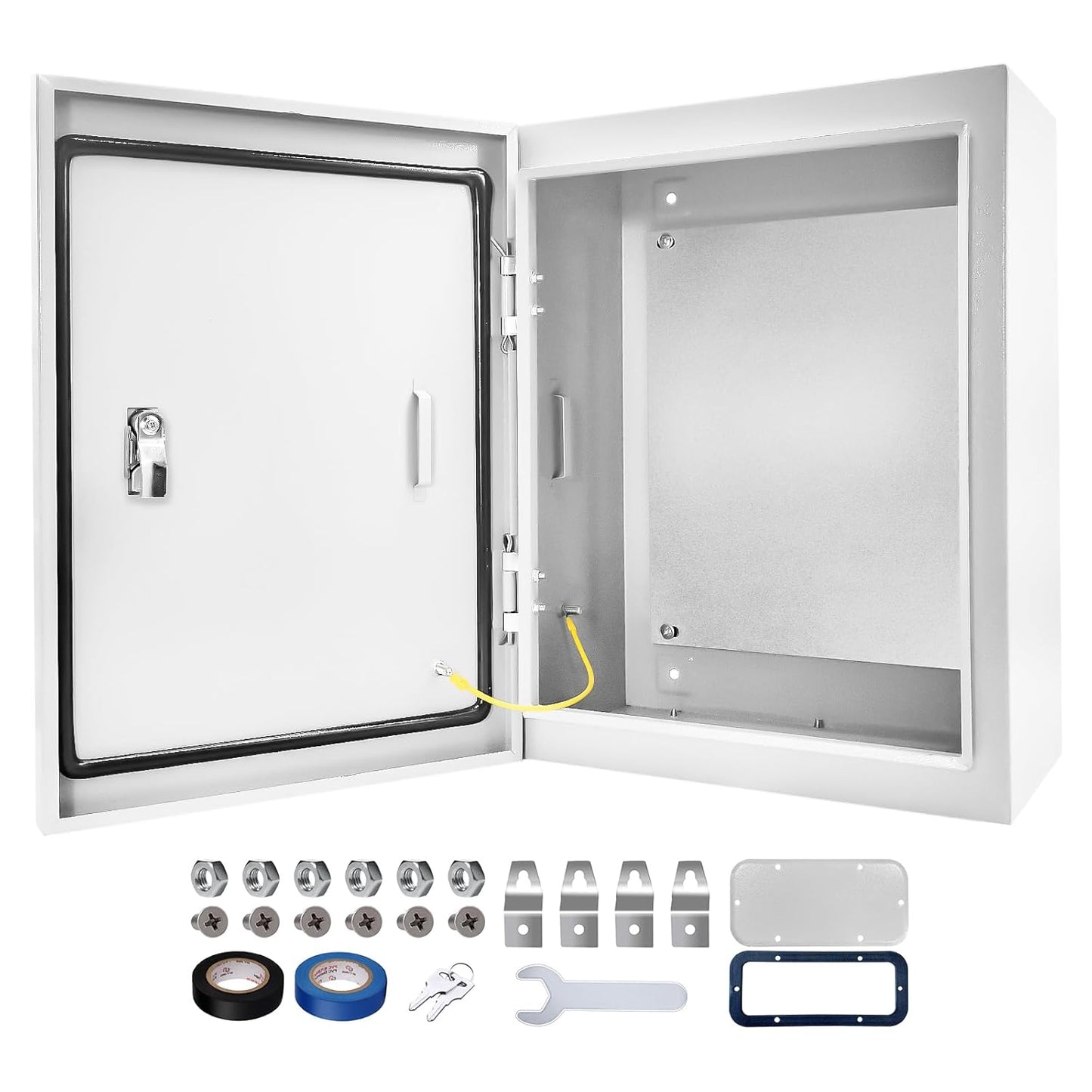 Outdoor Electrical Box 20 x 16 x 6''D NEMA 4X Enclosure Steel Box, Waterproof & Dustproof Outdoor/Indoor Lockable Electrical Junction Box, with Mounting Plate