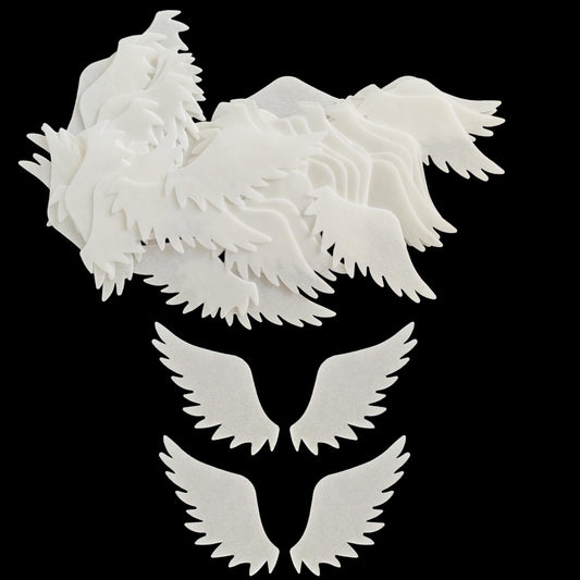 48pcs Edible White Wings for Cake Decorating Cupcake Toppers Wedding Themed Party Birthday Cake Decoration(Tasteless)