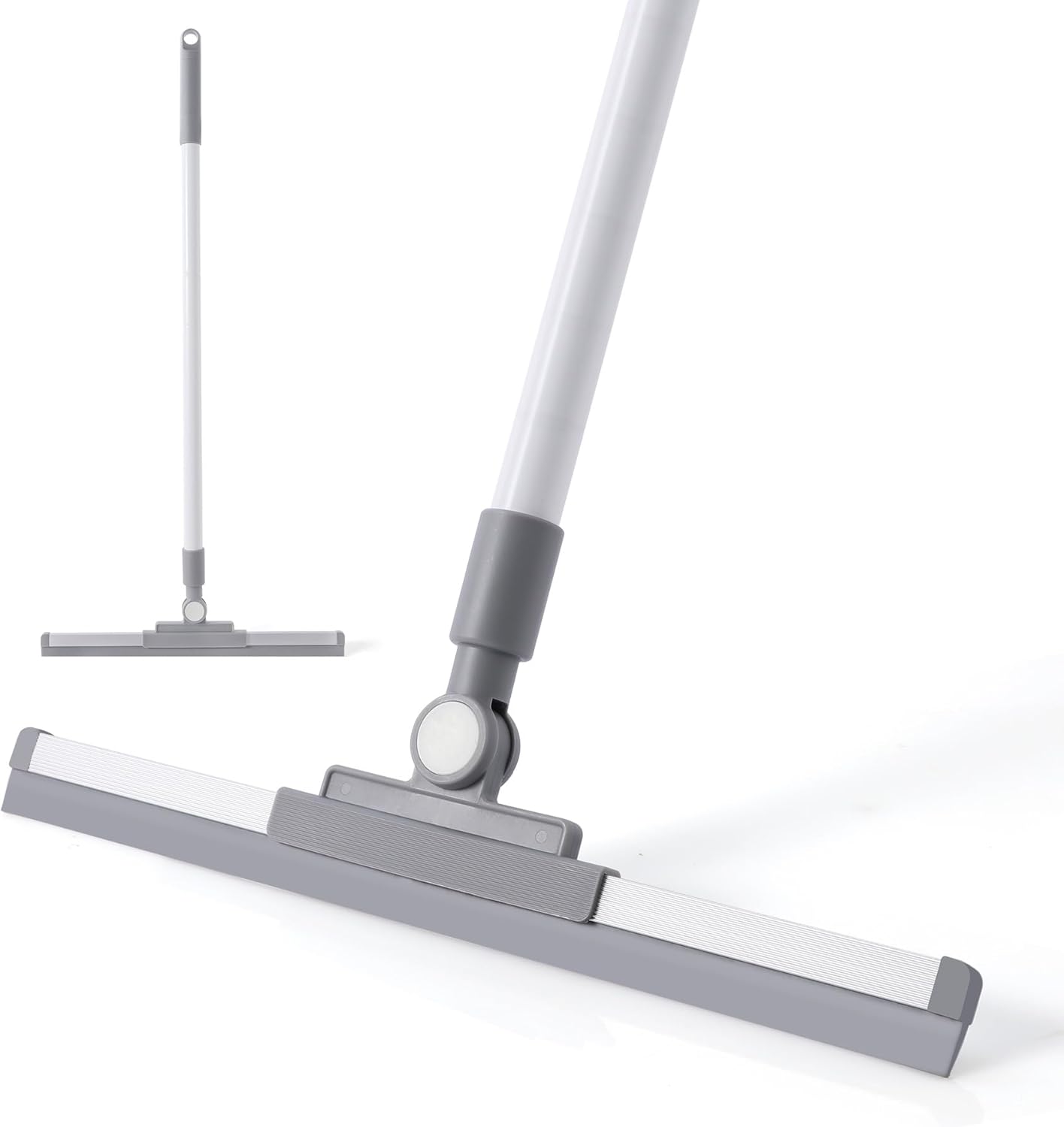 Yocada Rubber Floor Squeegee Broom TPR Blade Adjustable Scrubber Squeegee Household Broom for Shower Bathroom Kitchen Home Tile Pet Hair Fur Floor Marble Glass Window Water Foam Cleaning 53.15"