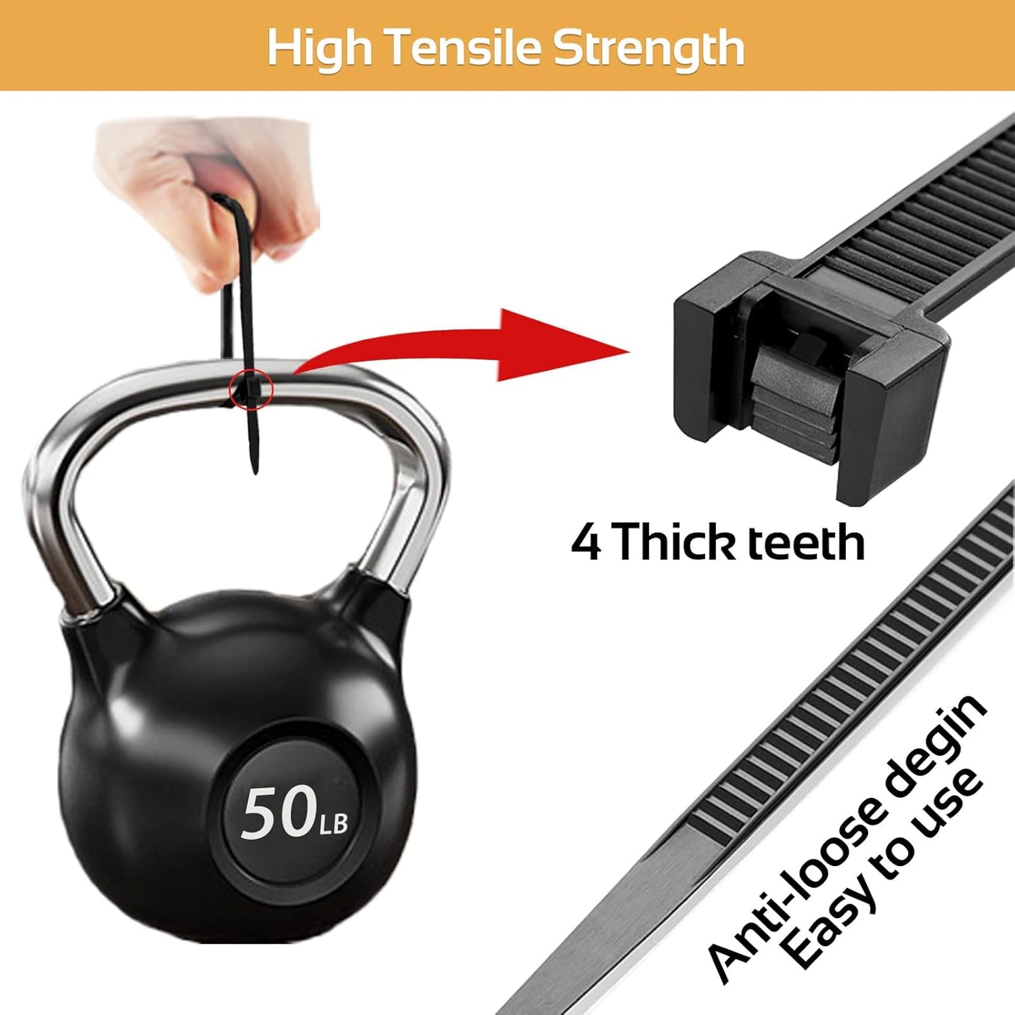 5000pcs 12Inch Black Cable Tie,Nylon Zip Ties,Industrial Grade,50 Pounds Tensile Strength,UV Resistant,Heavy Duty,for Home,Garden Trellis,Office,Garage and Workshop