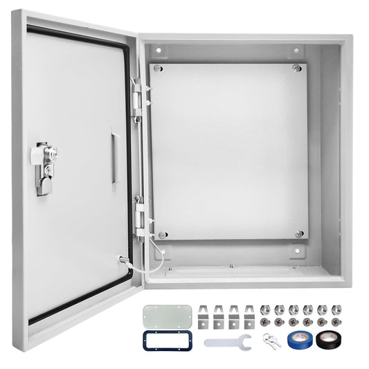 Outdoor Electrical Box 24 x 24 x 12''D NEMA 4X Enclosure Steel Box, Waterproof & Dustproof Outdoor/Indoor Lockable Electrical Junction Box, with Mounting Plate