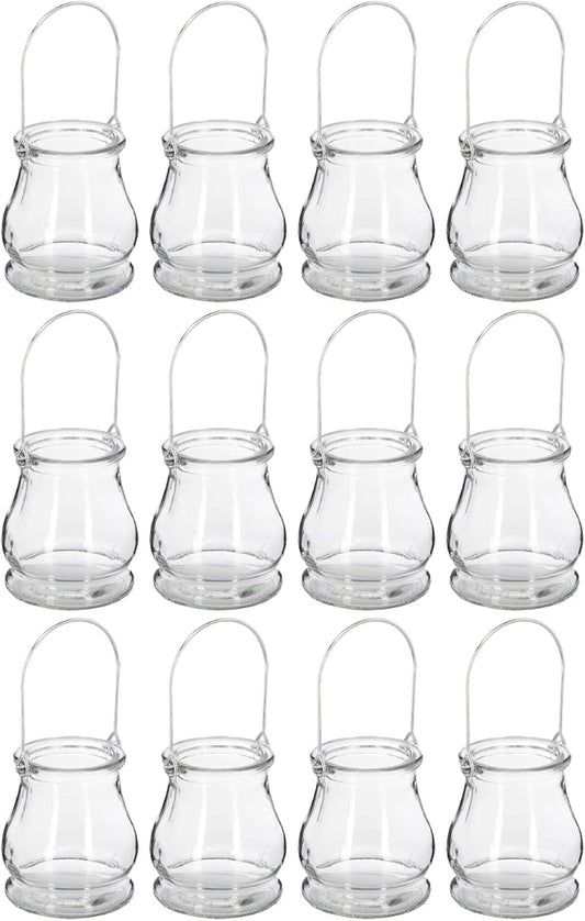 12PCS Hanging Glass Candle Holder: Glass Air Plant Succulent Vase Hanger Plant Terrariums Orbs Air s for Party Wedding Centerpiece