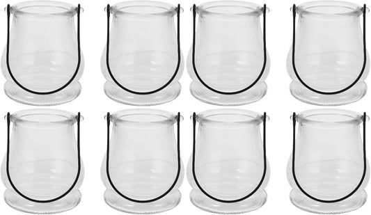 8PCS Hanging Glass Candle Holder: Hanging Glass Vase Air Plant Succulent Vase Hanger Plant Terrariums Orbs Air s for Party Wedding Centerpiece