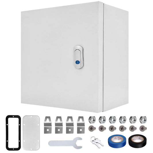 Outdoor Electrical Box 16 x 16 x 8”D NEMA 4X Enclosure Steel Box, Waterproof & Dustproof Outdoor/Indoor Lockable Electrical Junction Box, with Mounting Plate