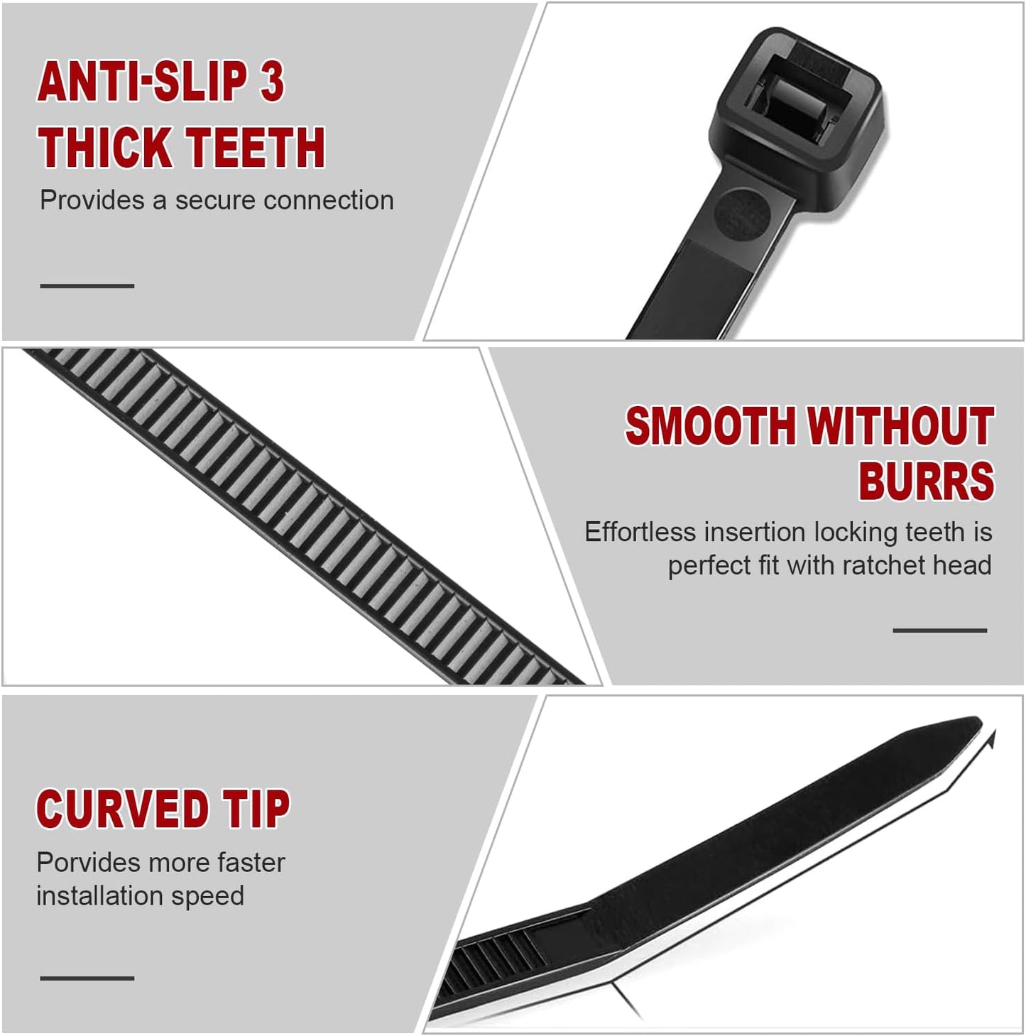 Zip Ties, RAZCC 1200pcs Black Cable Zip Ties 12 Inch, Heavy Duty Plastic Wire Ties with 70lb Tensile Strength, Self-Locking Black Nylon Tie Wraps for Indoor and Outdoor