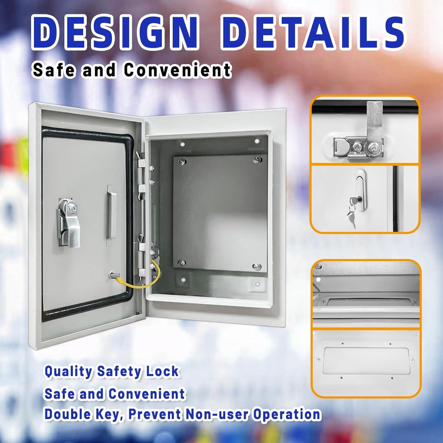 Outdoor Electrical Box 10 x 8 x 6''D NEMA 4X Enclosure Steel Box, Waterproof & Dustproof Outdoor/Indoor Lockable Electrical Junction Box, with Mounting Plate
