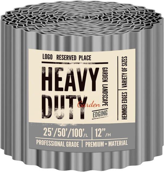 Land Guard Corrugated Garden Edging Border,12" x 50' Landscape Paver Edging, Tall Landscape Edging, Fence for Garden, Flower Bed, Lawn and Landscape Edging (Grey)