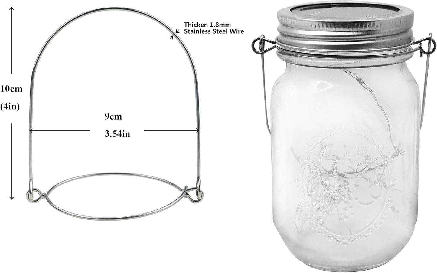 Decorman 6 Pack Stainless Steel Wire Handles (Handle-Ease) Mason Jar Hanger, Canning Jars Hanger, Ball Pint Jar, Jar Hanging Hook for Regular Mouth Mason, Silver