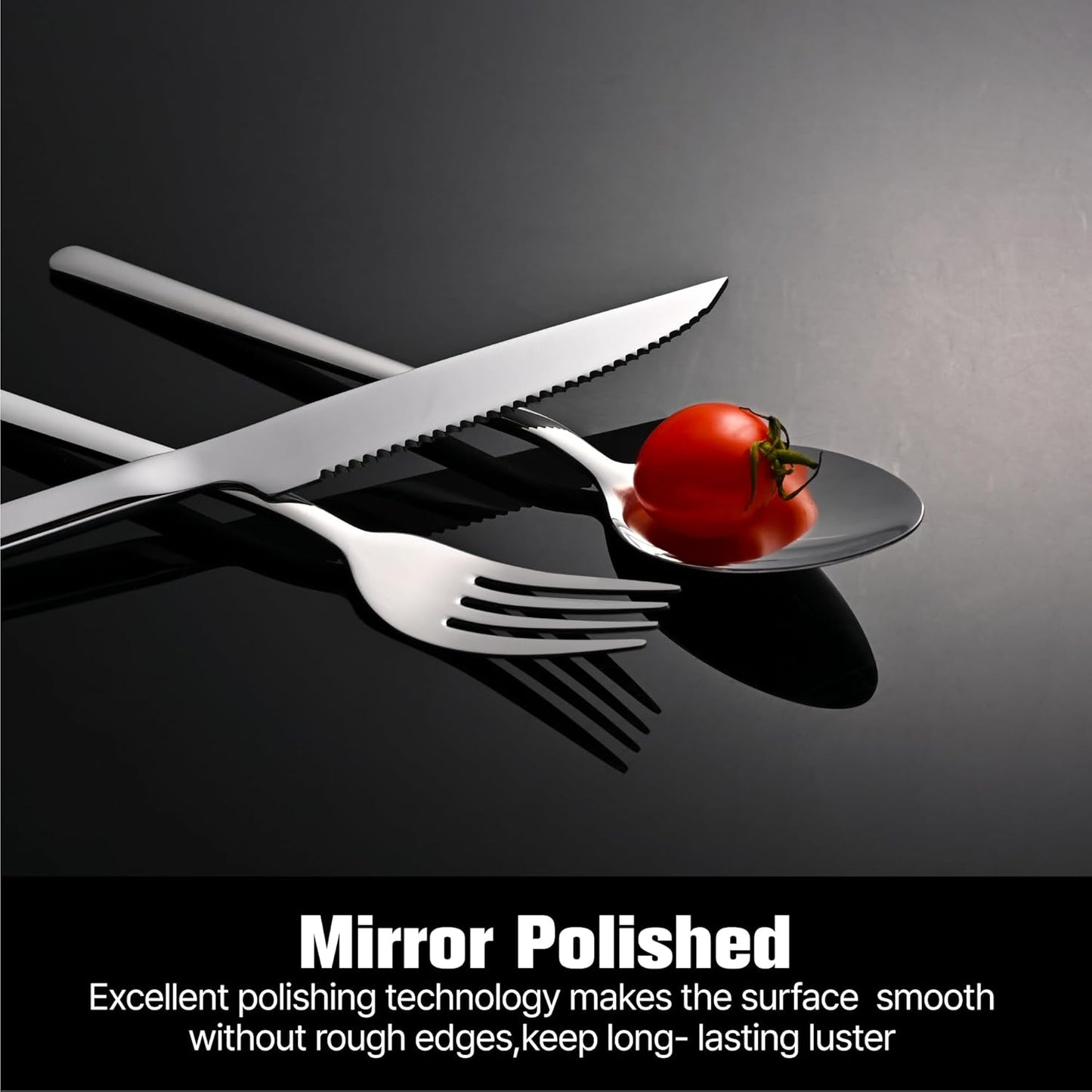 KINGSTONE 36-Piece Silverware Set with Steak Knives, Flatware Set for 6, Stainless Steel Tableware Cutlery Set for Home Restaurant, Mirror Finish,Modern Design