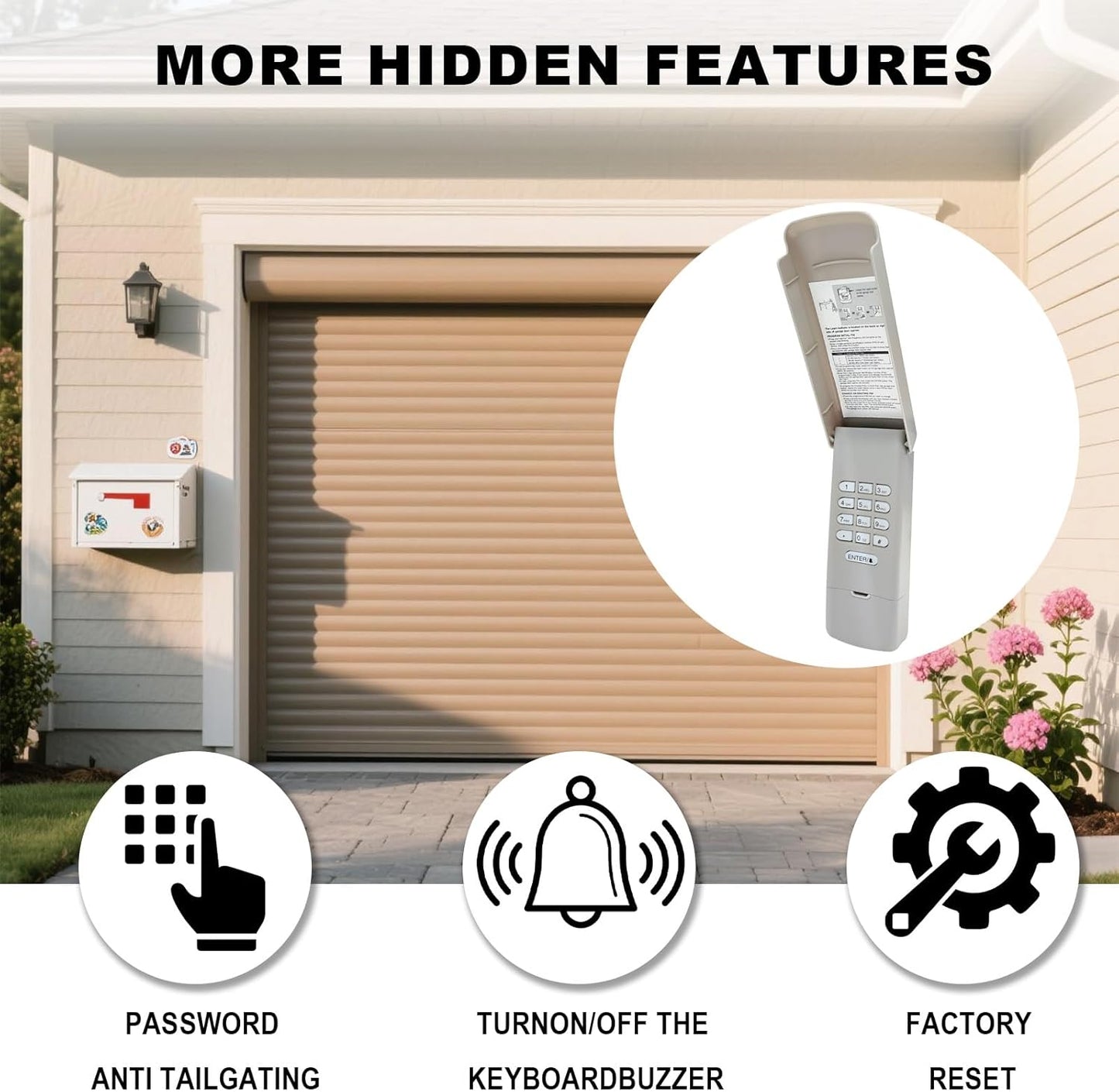 Garage Door Opener Keypad for Liftmaster Chamberlain Craftsman Garage Door Opener, Replace Wireless Keypad 877MAX Keyless Entry with 315/390 MHZ Learn Button Produced Since 1993