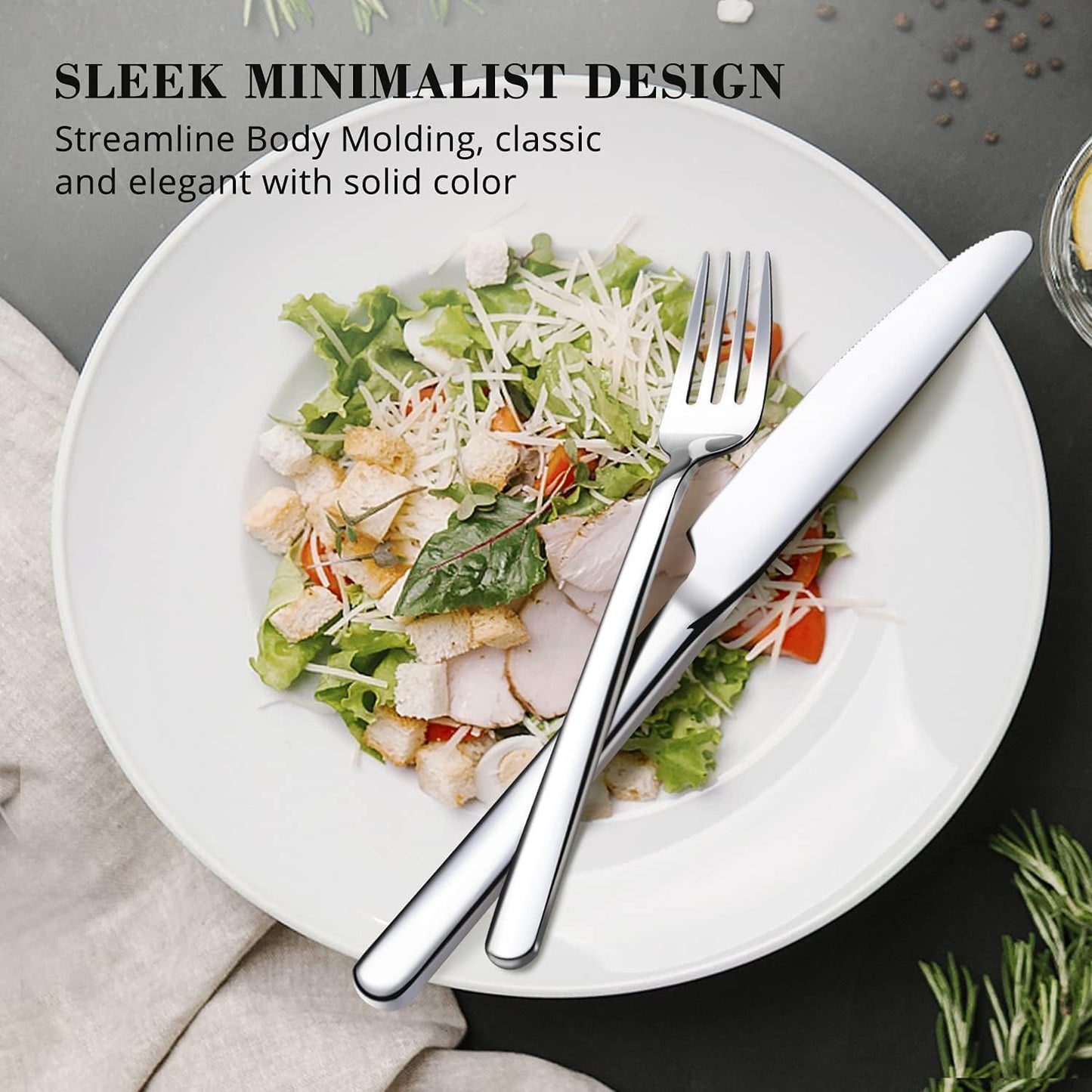 KINGSTONE Silverware Sets with Serving Utensils, 65 Piece Flatware Set for 12 with Gift Box