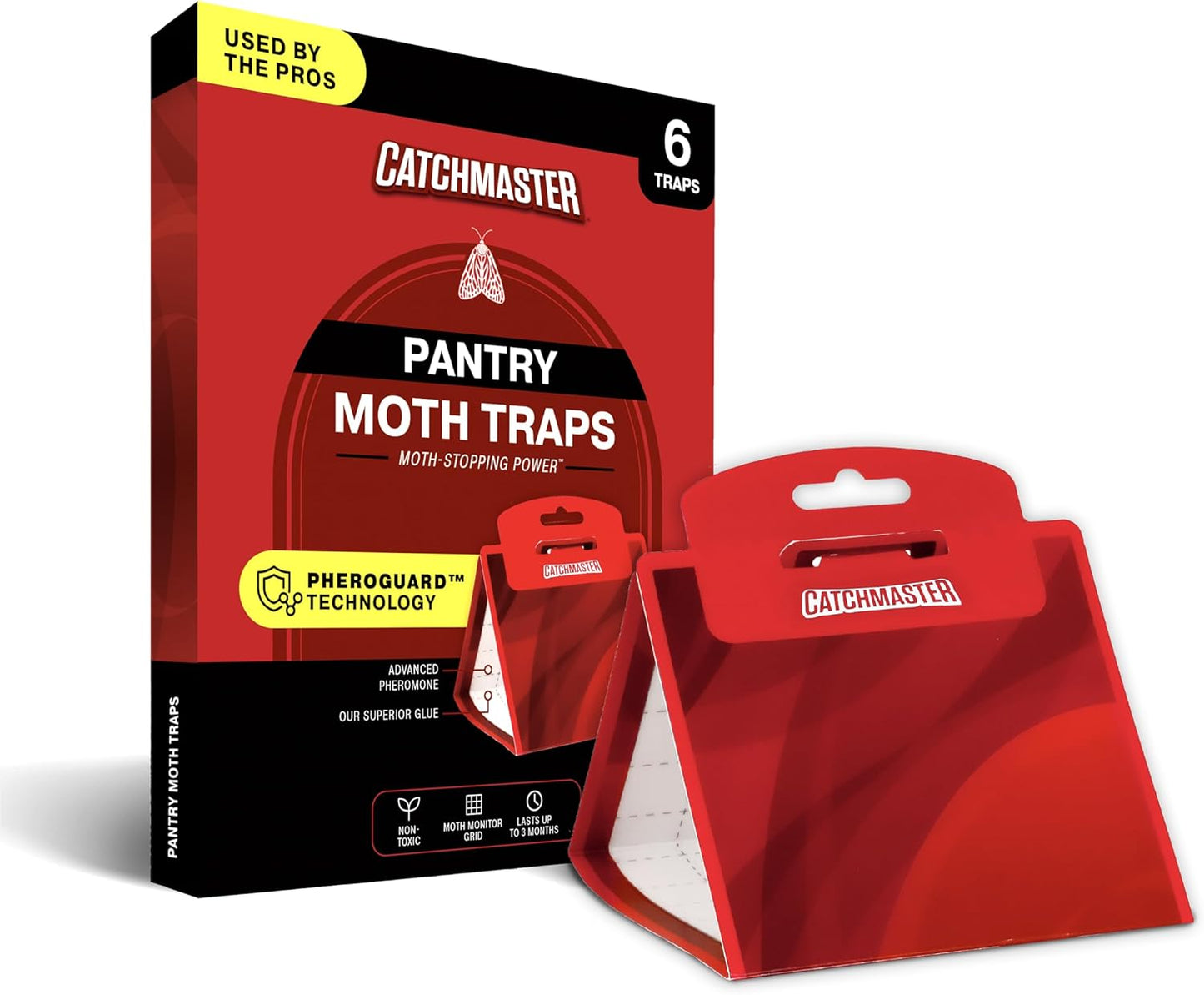 Catchmaster Pantry Moth Traps with Premium PheroGuard Technology – XL, Extra-Strength Glue – Odorless, Kids and Pet Safe – Traps & Eliminates Moths – Protects Pantry, Cabinets & Food Storage – 6-Pack