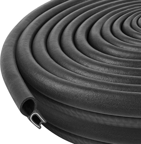 Kikerike Automotive Door Weather Stripping 40Ft Car Rubber Edge Trim Seal Strip Gasket with Top Bulb Easy to Install for Car Bus Camper Boat RV Truck Doors and Home Applications