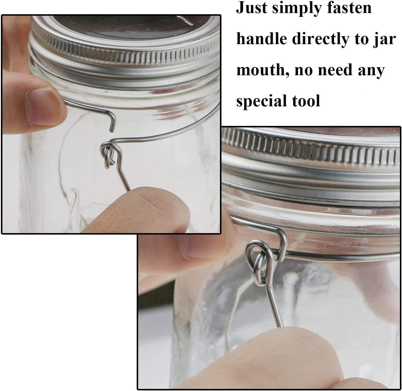 Decorman 12 Pack Stainless Steel Wire Handles (Handle-Ease) Mason Jar Hanger, Canning Jars Hanger, Ball Pint Jar, Jar Hanging Hook for Regular Mouth Mason, Silver