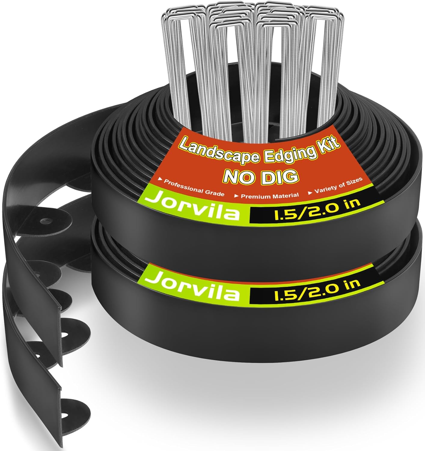 Landscape Edging, 2.0" x 80' Plastic Garden Edging with 100 Pcs Metal Spikes, Flexible Garden Border for Lawn, Landscaping, Flower Beds