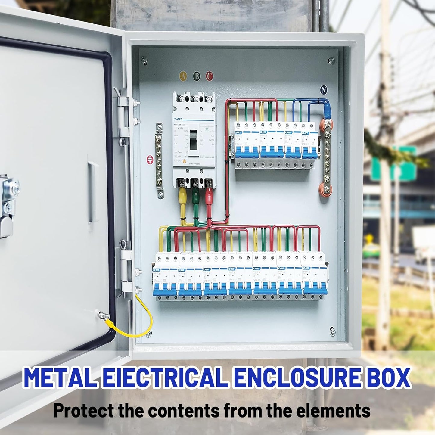 Outdoor Electrical Box 12 x 8 x 6''D NEMA 4X Enclosure Steel Box, Waterproof & Dustproof Outdoor/Indoor Lockable Electrical Junction Box, with Mounting Plate