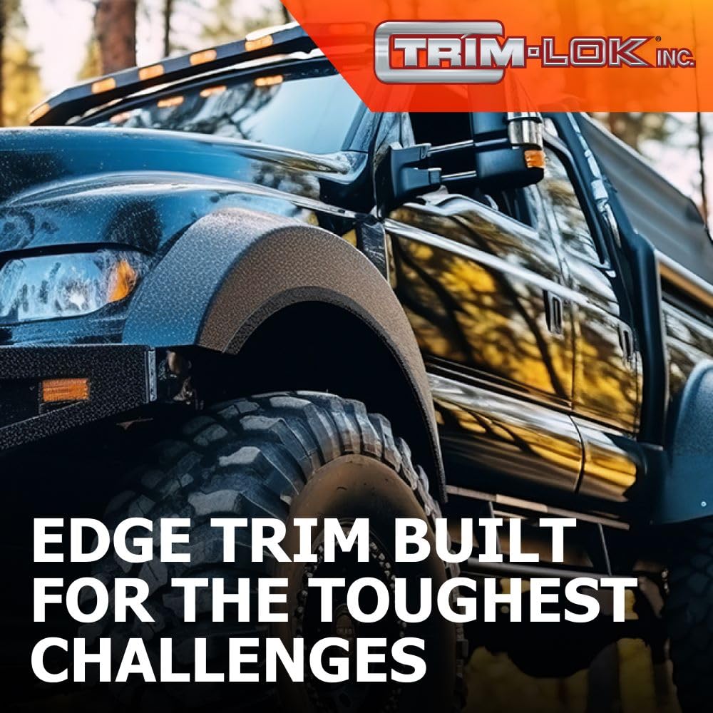 TRIM-LOK Edge Trim - Fits 1/8" Edge, 9/16” Leg Length, 100’ Length - Dual Gripping Fingers - Black, Pebble Texture - Flexible PVC Edge Protector