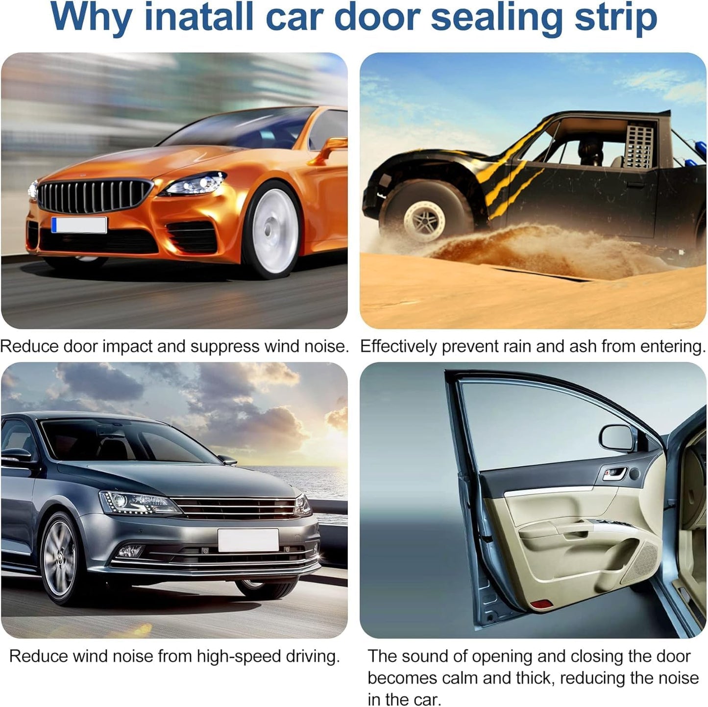 Automotive Door Weather Stripping 10Ft Car Door Rubber Edge Trim Seal Strip Gasket with Side Bulb for Car Bus Camper Boat RV Truck Doors