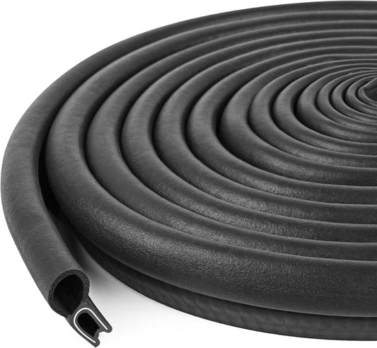 Kikerike Automotive Door Weather Stripping 30Ft Car Door Rubber Edge Trim Seal Strip Gasket with Top Bulb Easy to Install for Car Bus Camper Boat RV Truck Doors and Home Applications