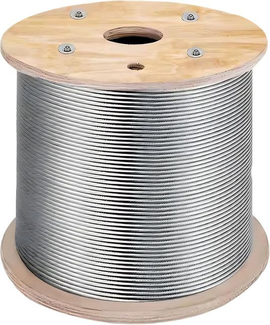 304 Stainless Steel Cable Wire Rope 3/8" 7x19-1000 ft Reel for DIY Cable Decking Railing System, Marine Grade