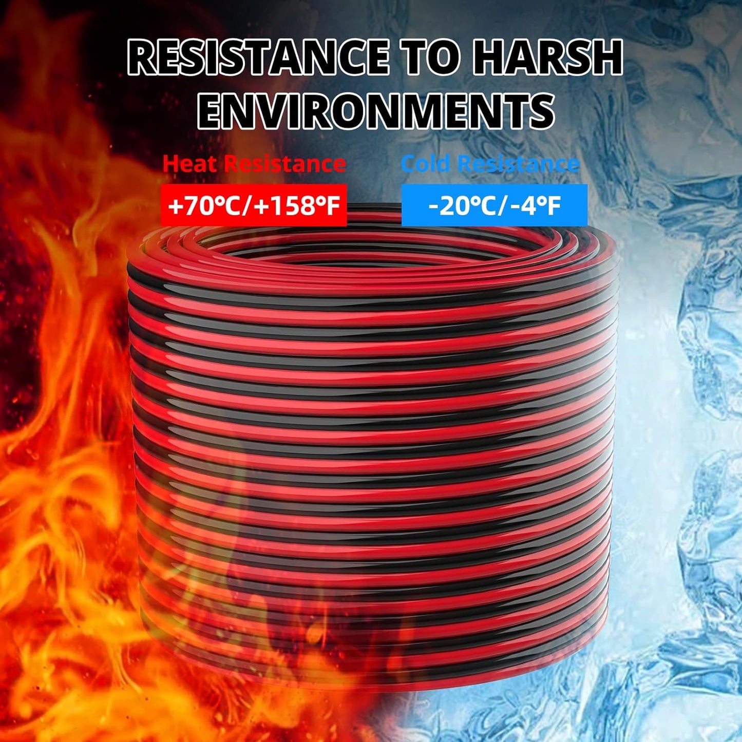 NAOEVO 14 Gauge Wire 500FT, 2 Conductors Electrical Wire Red Black Cable, Flexible/Low Voltage/PVC 14 AWG Copper Clad Aluminum Extension Cord for Speaker, LED Strips, Automotive 12V/24V DC