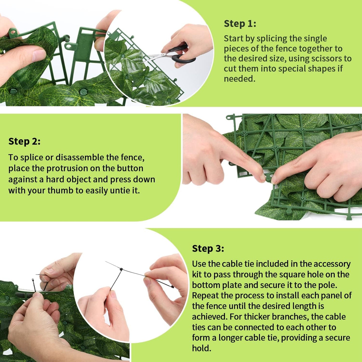 Jinwu Artificial Ivy Privacy Fence Screen (2 Rolls, Total 69x98.4 inch), Expandable Faux Privacy Fence with 79 pcs Zip Ties, Decoration for Outdoor Garden, Solid-Color Sweet Potato Leaf (Budget)