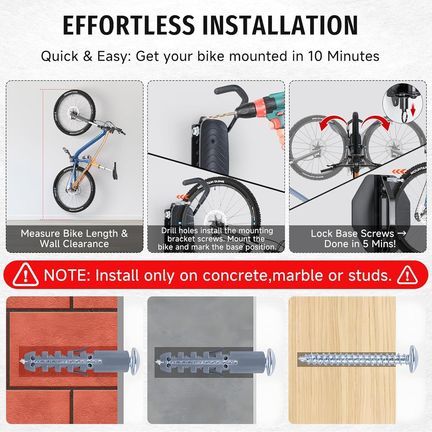 Bike Rack Garage,Bike Wall Mount, 150° Swivel & Space-Saving Vertical Bike Hangers for Storage, Sturdy Bike Stand Holds Up to 66lbs, Easy to Install, 2 Pack