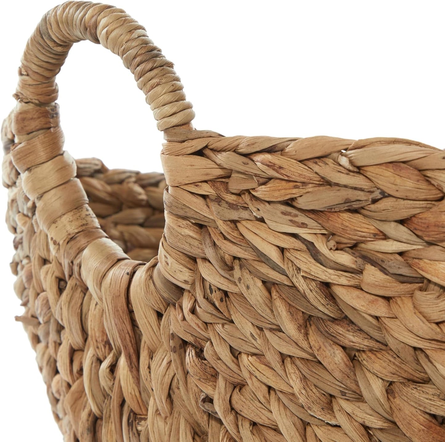 Deco 79 Seagrass Handmade Decorative and Functional Storage Basket Large Woven Basket Organizer with Ring Handles, Basket for Storage 20" x 18" x 19", Brown