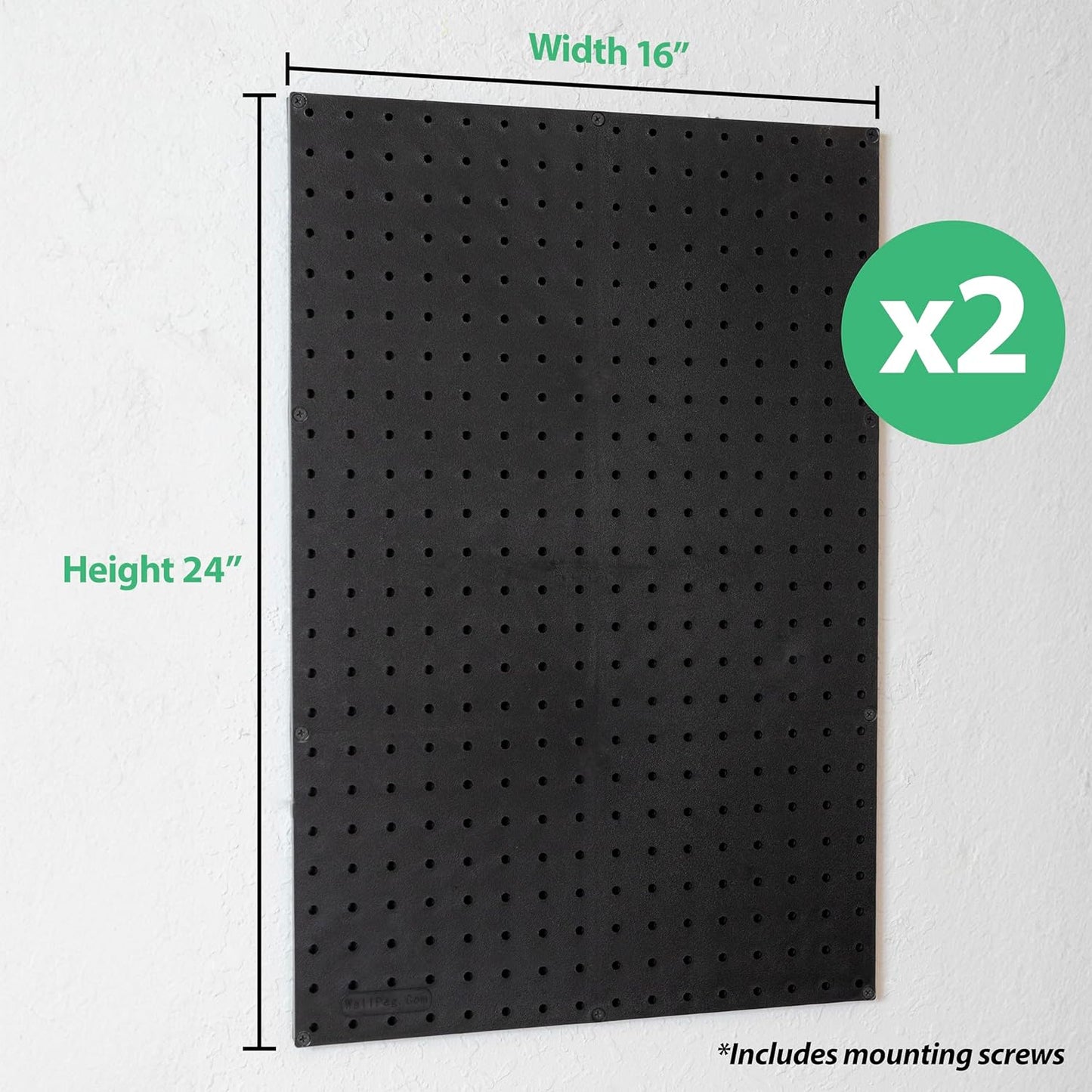 WallPeg 2 Black Pegboard Panels (24"x16" Each) with 6 Medium 5" Bins, 6 Large 7" Bins & 36 Flex-Lock Peg Hooks – Heavy-Duty Wall Storage Organizer – Made in USA