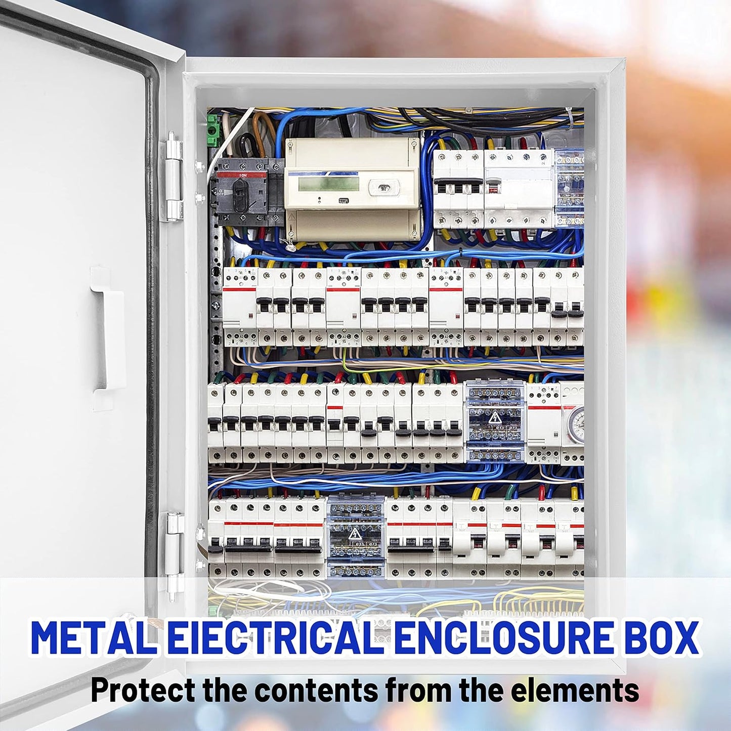 Outdoor Electrical Box 16 x 12 x 8”D NEMA 4X Enclosure Steel Box, Waterproof & Dustproof Outdoor/Indoor Lockable Electrical Junction Box, with Mounting Plate