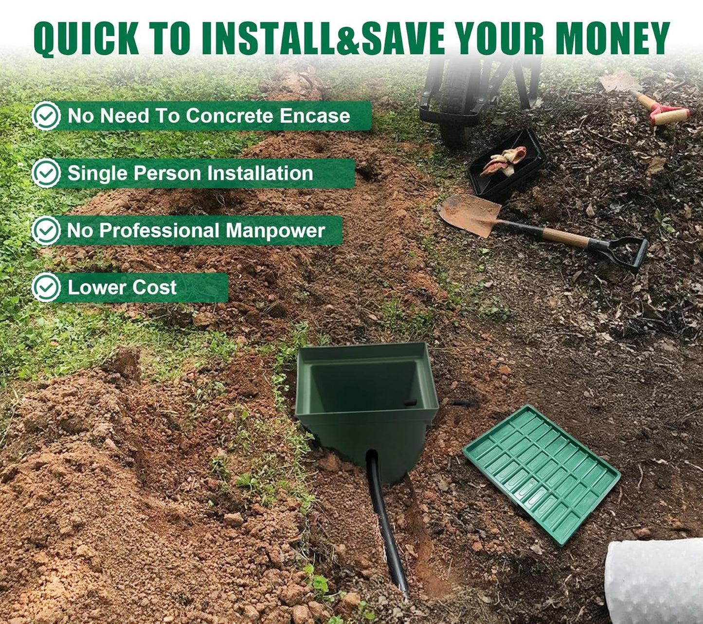 24x16x16 Underground Splice Box Rectangular Electrical Junction Boxes Polyethylene Distribution Pull Chamber W/FRP Inspection Cover Access Enclosure Pit Drillable Tapered Wiring Box for Cable